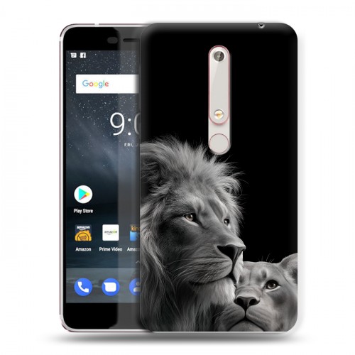 Дизайнерский пластиковый чехол для Nokia 6 (2018) Лев кошки