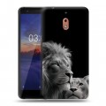 Дизайнерский силиконовый чехол для Nokia 2.1 Лев кошки