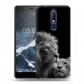 Дизайнерский пластиковый чехол для Nokia 5.1 Лев кошки