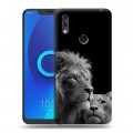 Дизайнерский силиконовый чехол для Alcatel 5V Лев кошки