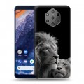 Дизайнерский пластиковый чехол для Nokia 9 PureView Лев кошки