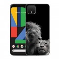 Дизайнерский пластиковый чехол для Google Pixel 4 Лев кошки