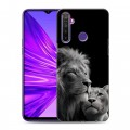 Дизайнерский силиконовый чехол для Realme 5 Лев кошки