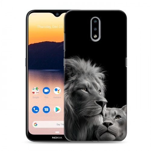 Дизайнерский силиконовый чехол для Nokia 2.3 Лев кошки