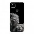 Дизайнерский пластиковый чехол для Google Pixel 4a Лев кошки