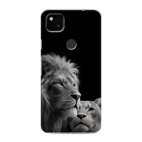 Дизайнерский пластиковый чехол для Google Pixel 4a Лев кошки
