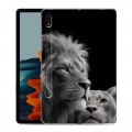 Дизайнерский силиконовый чехол для Samsung Galaxy Tab S7 Лев кошки