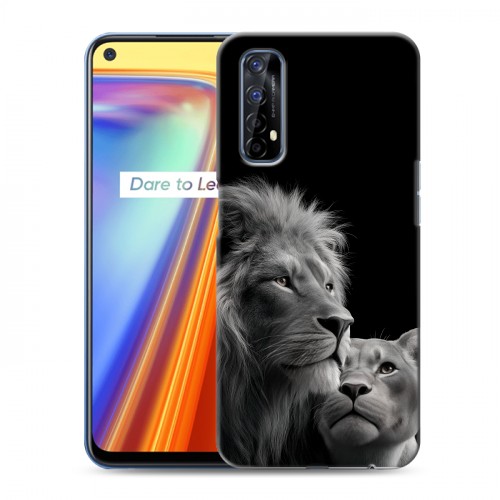 Дизайнерский силиконовый чехол для Realme 7 Лев кошки
