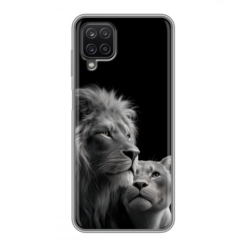 Дизайнерский силиконовый чехол для Samsung Galaxy A12 Лев кошки