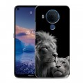 Дизайнерский силиконовый чехол для Nokia 5.4 Лев кошки