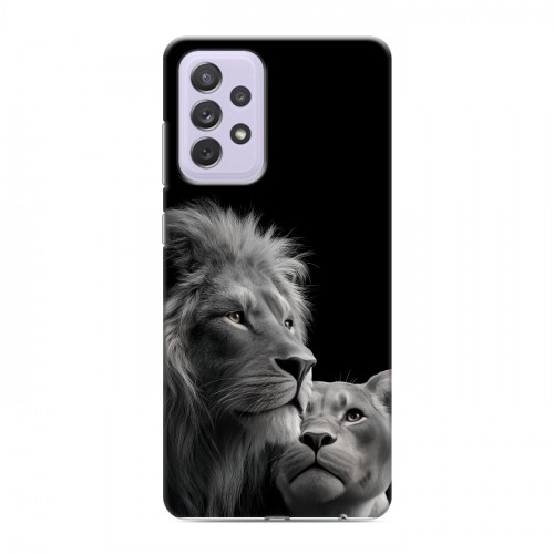 Дизайнерский пластиковый чехол для Samsung Galaxy A72 Лев кошки