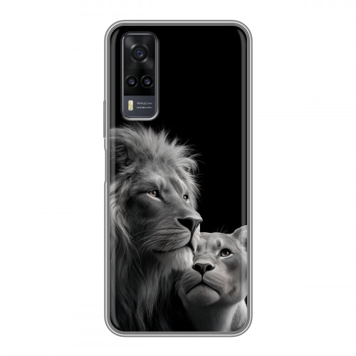 Дизайнерский силиконовый чехол для Vivo Y31 Лев кошки