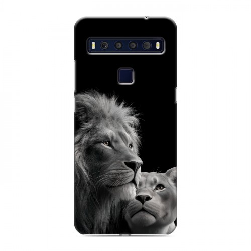 Дизайнерский пластиковый чехол для TCL 10L Лев кошки