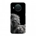 Дизайнерский силиконовый с усиленными углами чехол для Nokia X10 Лев кошки