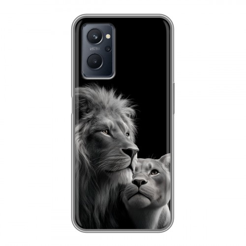 Дизайнерский силиконовый чехол для Realme 9i Лев кошки