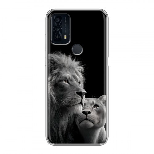 Дизайнерский силиконовый чехол для TCL 20B Лев кошки
