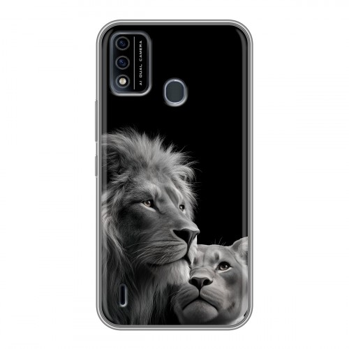 Дизайнерский силиконовый чехол для Itel A48 Лев кошки