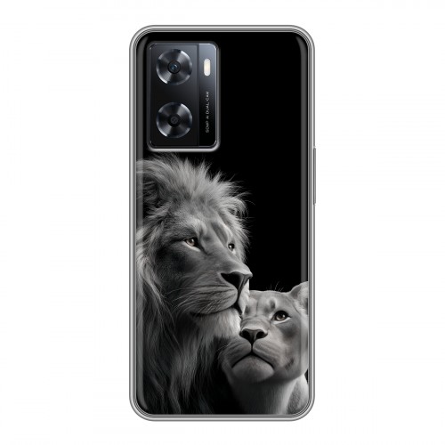 Дизайнерский силиконовый чехол для OPPO A57s Лев кошки