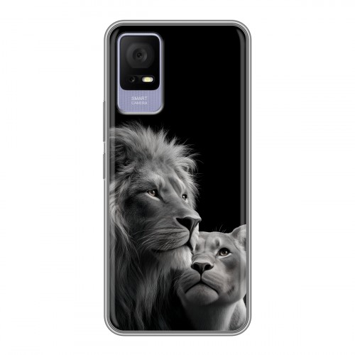 Дизайнерский силиконовый чехол для TCL 405 Лев кошки