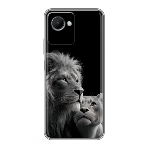 Дизайнерский силиконовый чехол для Realme C30s Лев кошки
