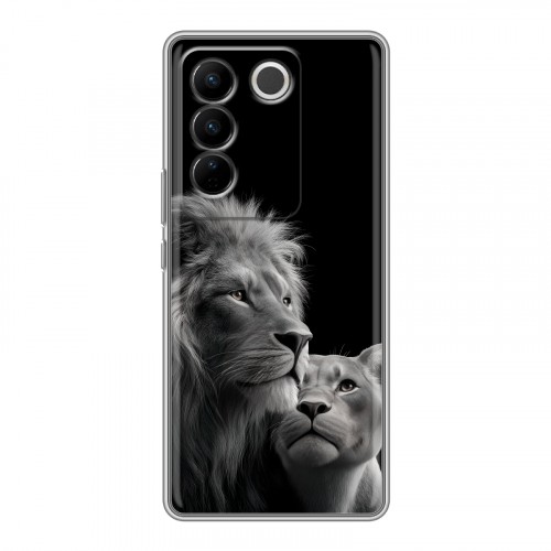 Дизайнерский силиконовый чехол для Vivo V27 Лев кошки