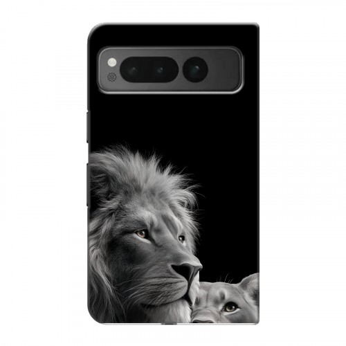 Дизайнерский пластиковый чехол для Google Pixel Fold Лев кошки