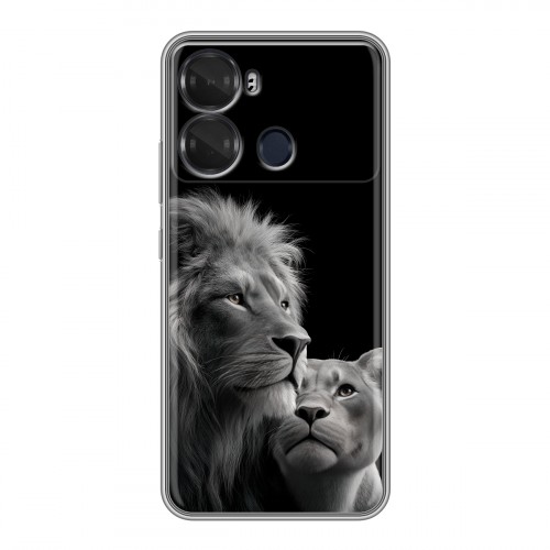 Дизайнерский силиконовый чехол для Itel P40 Лев кошки