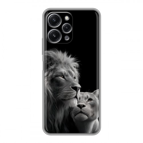 Дизайнерский пластиковый чехол для Xiaomi RedMi 12 Лев кошки