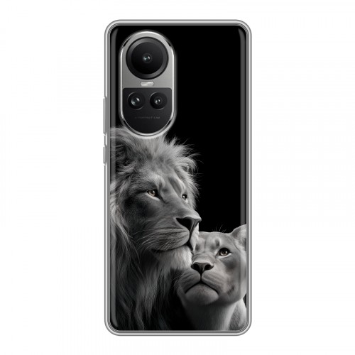 Дизайнерский силиконовый чехол для OPPO Reno10 Лев кошки