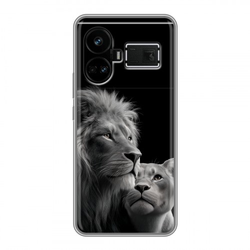 Дизайнерский силиконовый чехол для Realme GT5 Лев кошки
