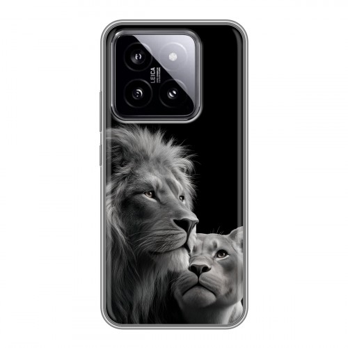 Дизайнерский силиконовый чехол для Xiaomi 14 Лев кошки