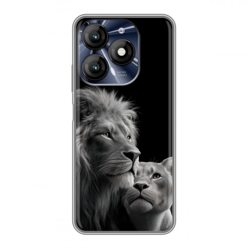 Дизайнерский силиконовый чехол для Itel A70 Лев кошки