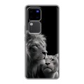Дизайнерский силиконовый чехол для Vivo V30 Pro Лев кошки