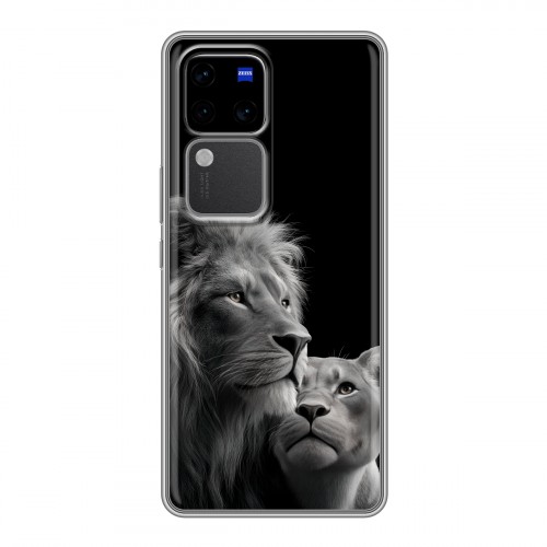 Дизайнерский силиконовый чехол для Vivo V30 Pro Лев кошки