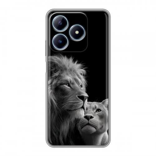 Дизайнерский силиконовый чехол для Realme C63 Лев кошки