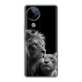 Дизайнерский силиконовый чехол для Vivo V40 5G Лев кошки