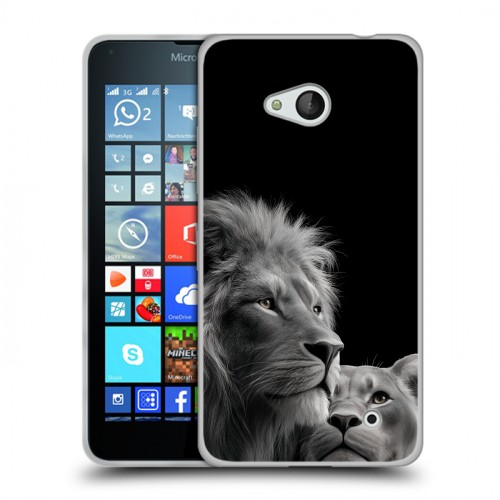 Дизайнерский пластиковый чехол для Microsoft Lumia 640 Лев кошки