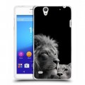 Дизайнерский пластиковый чехол для Sony Xperia C4 Лев кошки