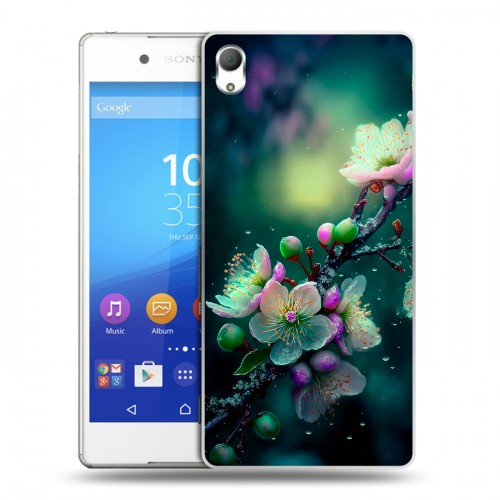 Дизайнерский пластиковый чехол для Sony Xperia Z3+ Цветы и мрамор