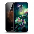 Дизайнерский пластиковый чехол для Huawei G8 Цветы и мрамор