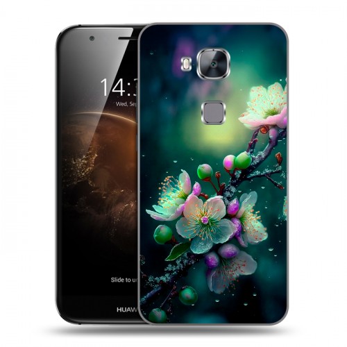 Дизайнерский пластиковый чехол для Huawei G8 Цветы и мрамор