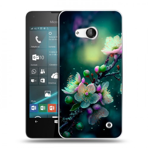 Дизайнерский пластиковый чехол для Microsoft Lumia 550 Цветы и мрамор