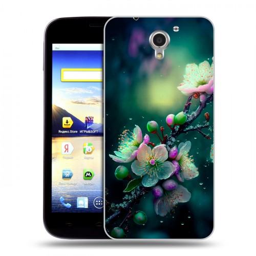 Дизайнерский пластиковый чехол для ZTE Blade A510 Цветы и мрамор