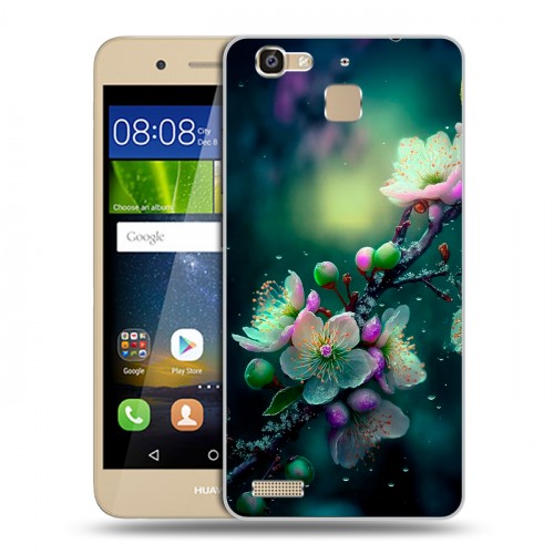 Дизайнерский пластиковый чехол для Huawei GR3 Цветы и мрамор