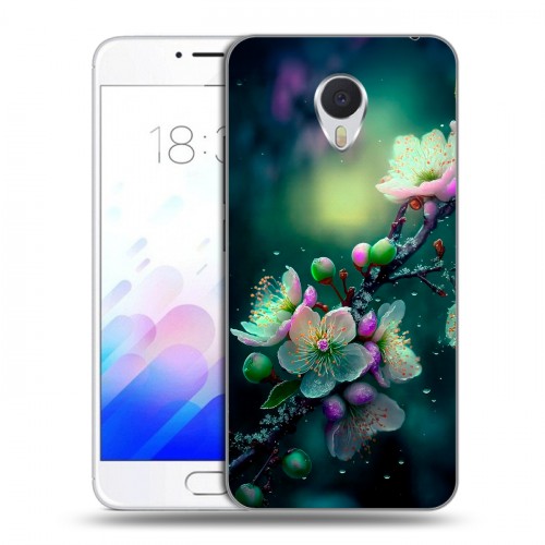 Дизайнерский пластиковый чехол для Meizu M3E Цветы и мрамор