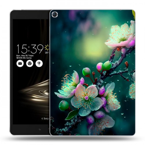 Дизайнерский силиконовый чехол для ASUS ZenPad 3S 10 Цветы и мрамор