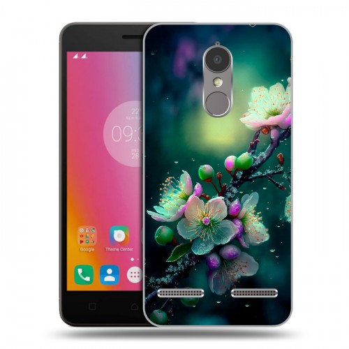 Дизайнерский пластиковый чехол для Lenovo K6 Цветы и мрамор