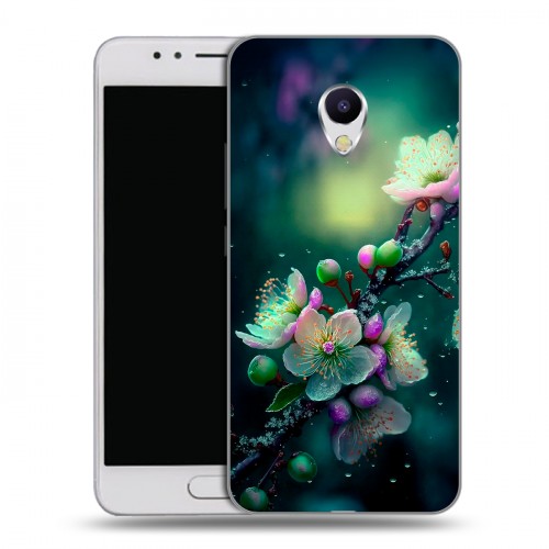 Дизайнерский пластиковый чехол для Meizu M5s Цветы и мрамор