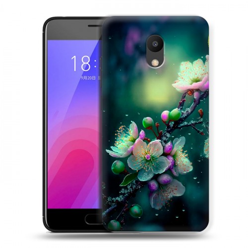 Дизайнерский пластиковый чехол для Meizu M6 Цветы и мрамор