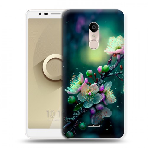 Дизайнерский силиконовый чехол для Alcatel 3C Цветы и мрамор